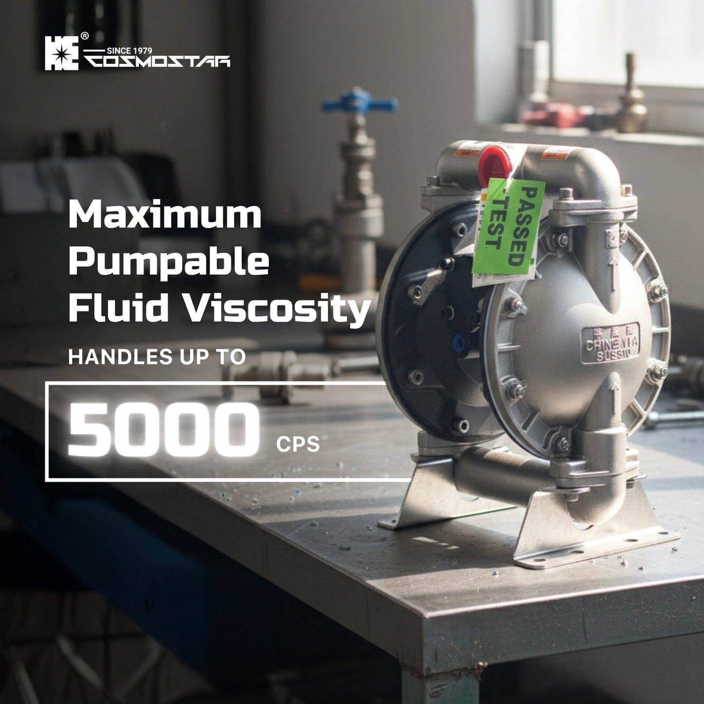 COSMOSTAR D0306 1" Stainless Steel Double Diaphragm Transfer Pump