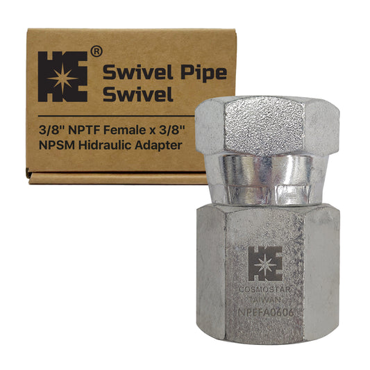 Cosmostar 3/8" NPTF Female x 3/8" NPSM Female Swivel Hydraulic Adapter