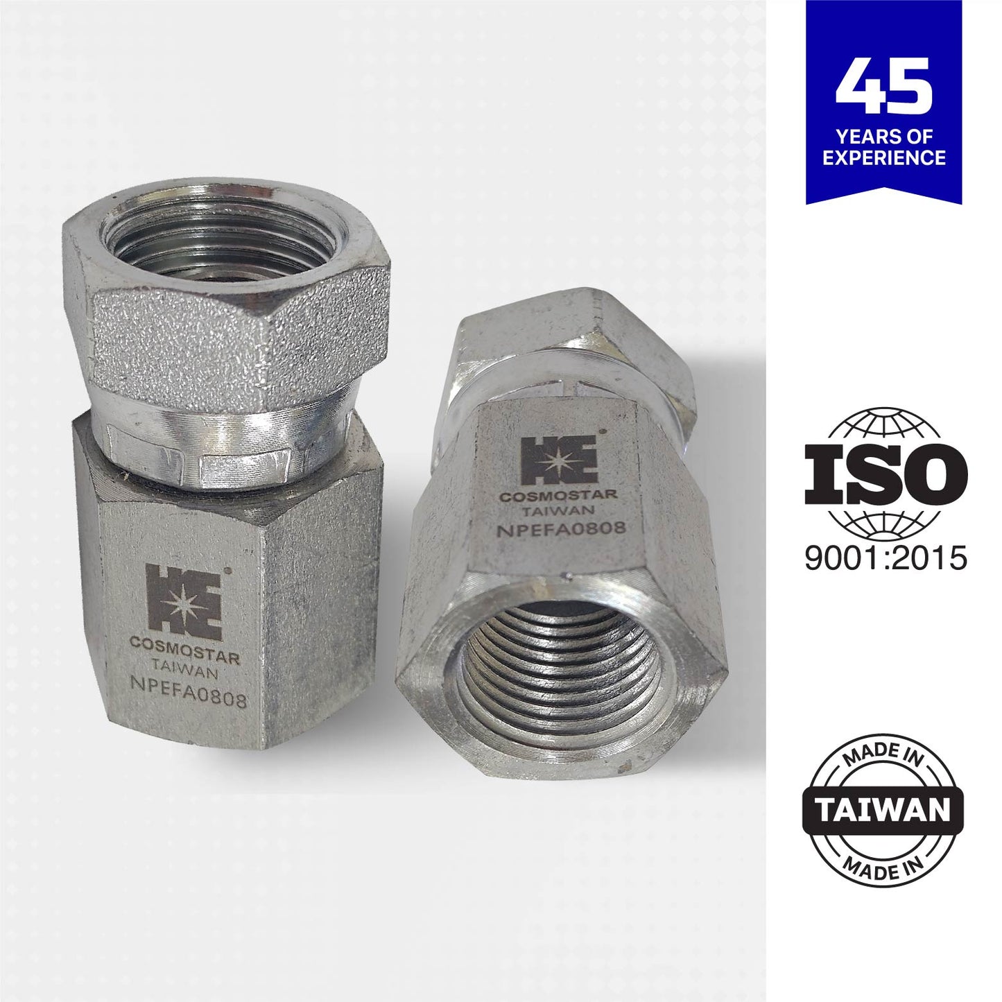 Cosmostar 1/2" NPTF Female x 1/2" NPSM Female Swivel Hydraulic Adapter