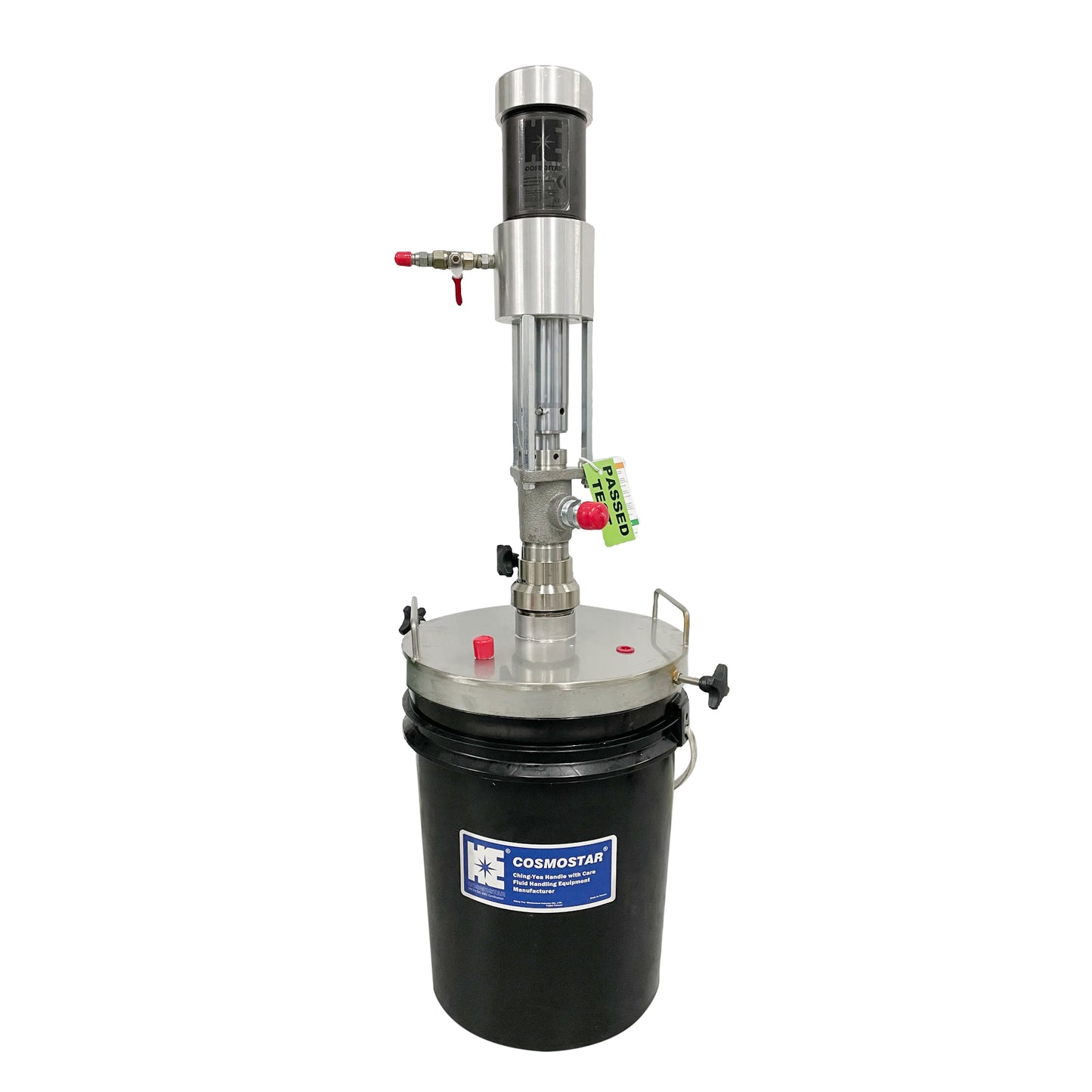 COSMOSTAR P0204 2.5" HI FLUX 2:1 Pneumatic Piston Transfer Pump 5 Gallon with Round Pail Cover