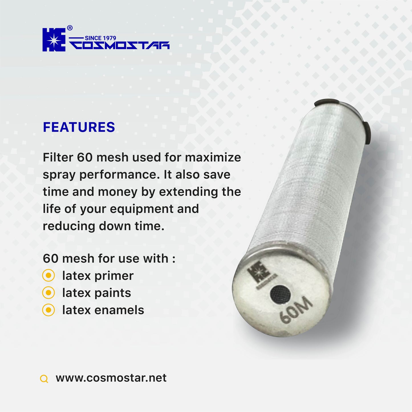COSMOSTAR Airless Paint Sprayer Manifold Filter 60 Mesh