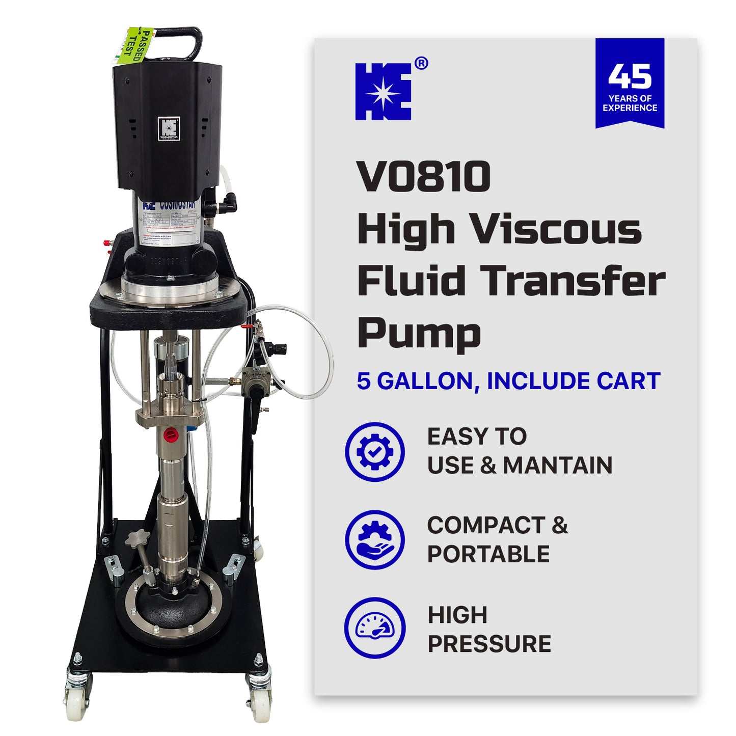 V0810 ViscoPro 20:1 High Viscous Fluid Transfer Ram-Mounted Pump 5G
